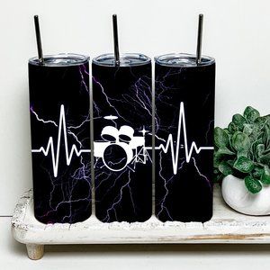 Drums Music 20oz Tumbler With Metal Straw